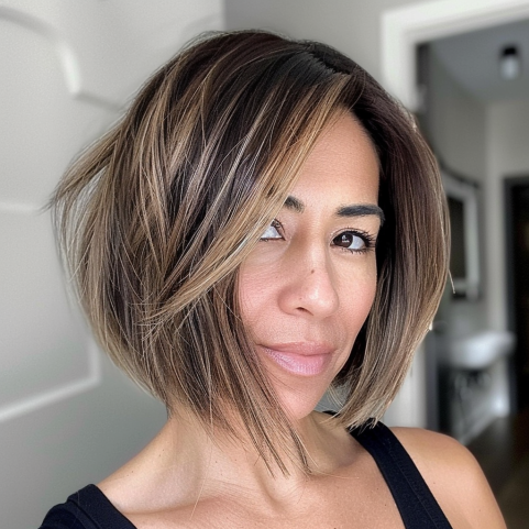 Bob with Subtle Balayage and Side Bangs