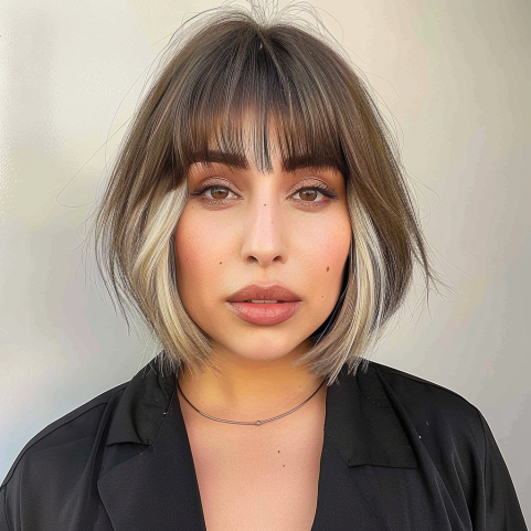 Bob with Subtle Face Framing Layers and Bangs