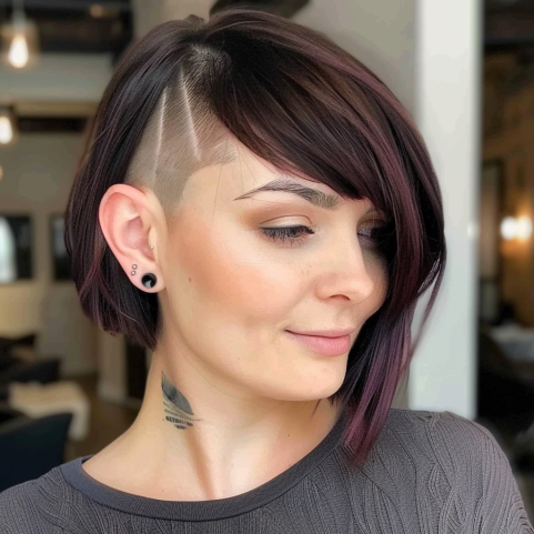 Bob with Subtle Undercut and Side Bangs