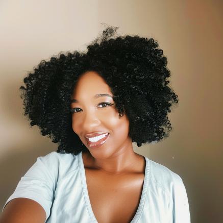 Chin Length Afro with Defined Curls