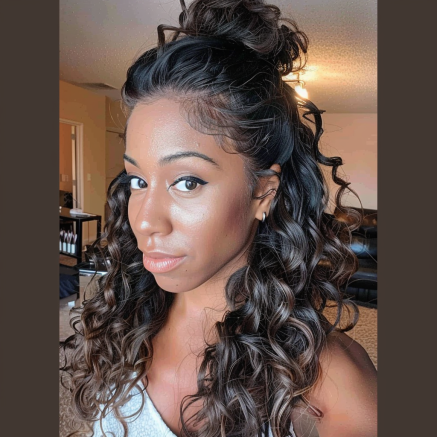 Curly Half Up Half Down Style