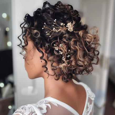 Curly Updo with Delicate Accessories