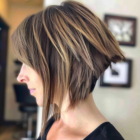 Inverted Bob with Layered Bangs