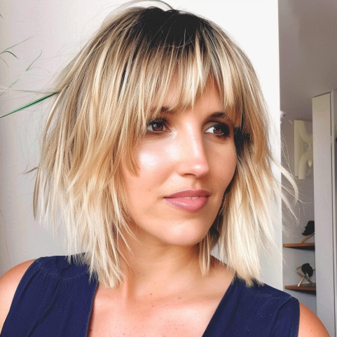 Layered Bob with Choppy Fringe