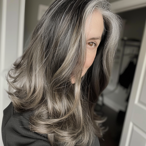 Long and Natural with Subtle Gray Highlights