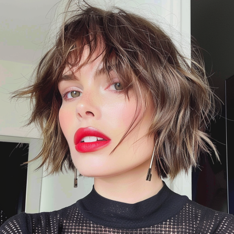 Messy Bob with Piecey Bangs