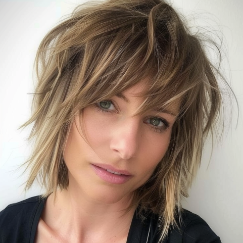 Shaggy Bob with Layered Bangs