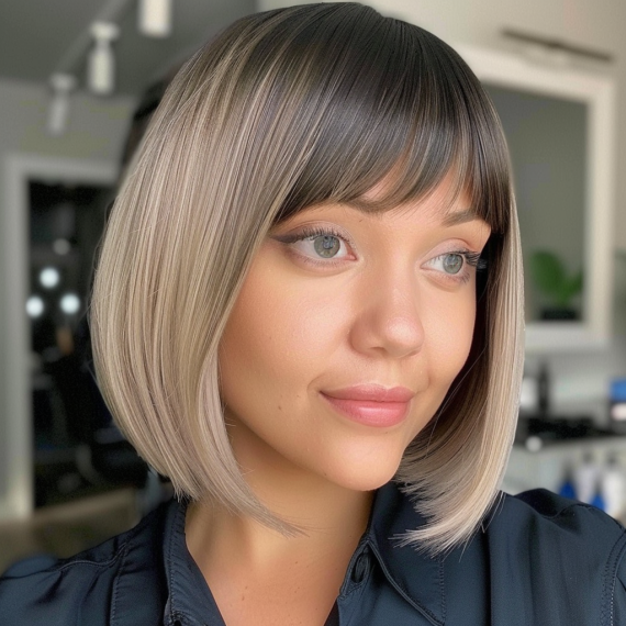 Sleek Bob with Side Swept Bangs