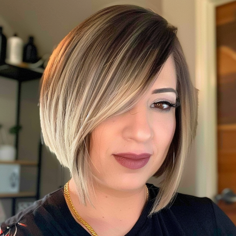 Stacked Bob with Side Swept Bangs