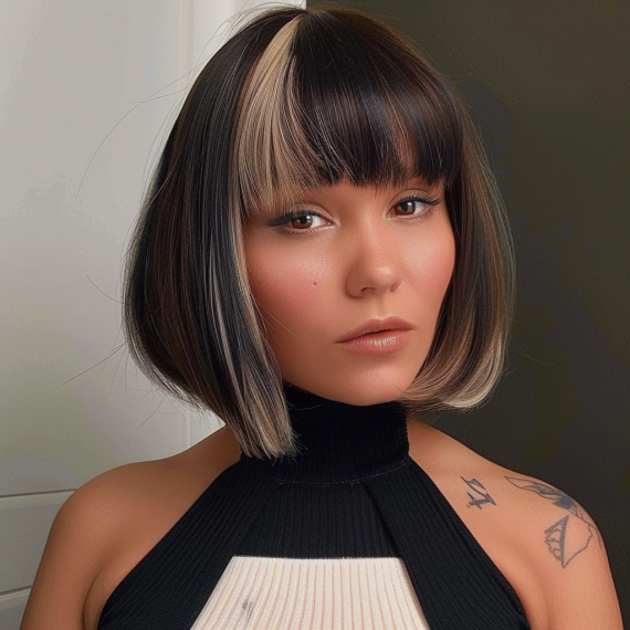 Two Tone Bob with Bangs hairstyle