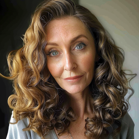 Voluminous Curls with a Deep Side Part