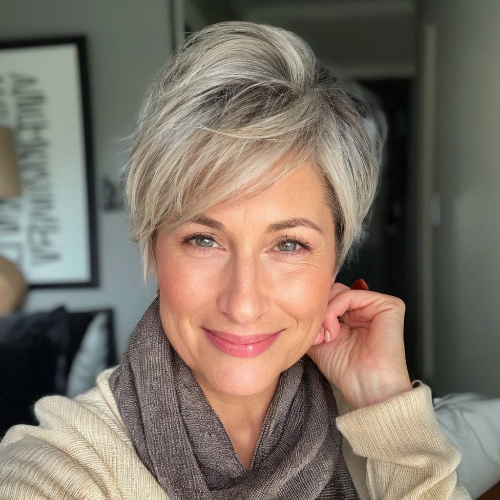 35 Schmeichelhafte Frisuren mit Pony, die ein Hit bei Frauen über 50 sind