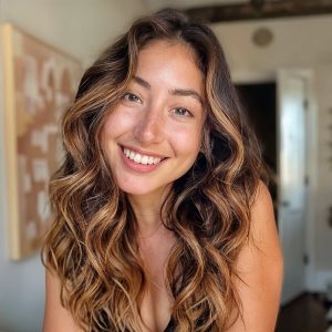 Rich Brunette and Auburn Highlights on various face shapes