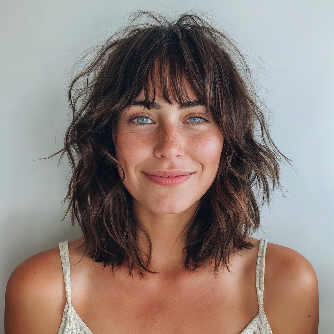 magnific RRoBMxU209tK1DUMI2Yj Tousled Short Shag with Beachy Waves and Bangs