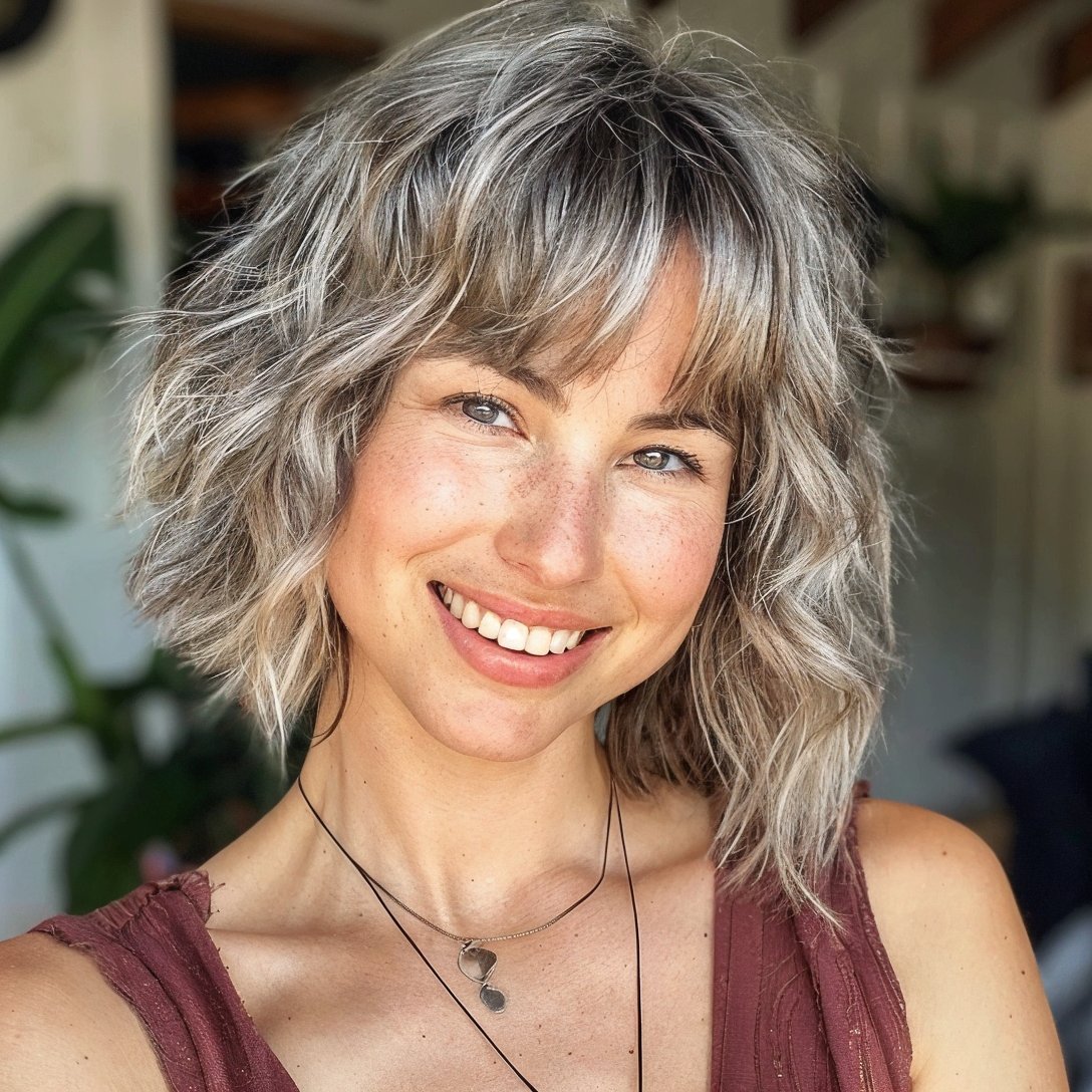 magnific uMIjlxmOedWsnHedm1Lt Short Shag with Natural Gray and Soft Bangs