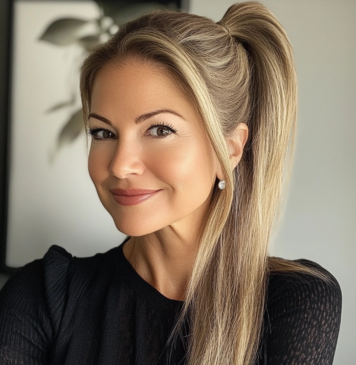 Champagne Blonde Sleek Ponytail