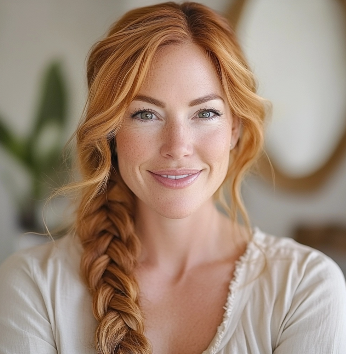 Strawberry Blonde Messy Fishtail Braid